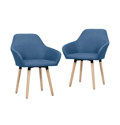 vidaXL Dining Chairs 2 pcs Blue Fabric