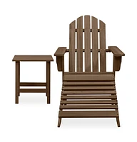 vidaXL Patio Adirondack Chair with Ottoman&Table Solid Fir Wood Brown