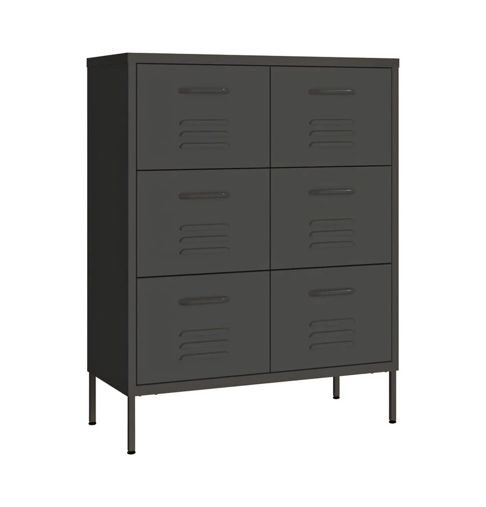 vidaXL Drawer Cabinet Anthracite 31.5"x13.8"x40" Steel