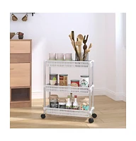 vidaXL 3-Tier Storage Trolley Silver and White Aluminum