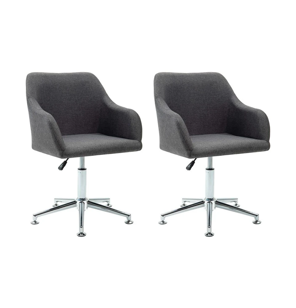 vidaXL Swivel Dining Chairs 2 pcs Dark Gray Fabric