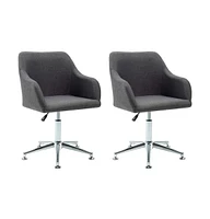 vidaXL Swivel Dining Chairs 2 pcs Dark Gray Fabric