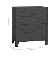 vidaXL Industrial Drawer Cabinet Anthracite 30.7"x15.7"x36.6" Metal