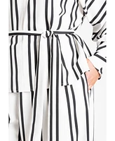 Eloquii Plus Size Waist Tie Striped Top