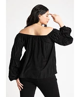 Eloquii Plus Size Off The Shoulder Detail Blouse