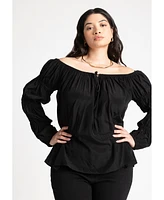 Eloquii Plus Size Off The Shoulder Detail Blouse