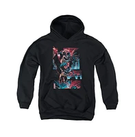 Batman Boys Youth Dark Knight Panels Pull Over Hoodie / Hooded Sweatshirt