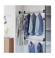 vidaXL Telescopic Wardrobe Hanging Rail Silver