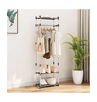 vidaXL 3-Tier Clothes Rack Silver 23.2"x11.4"x75.6" Aluminum