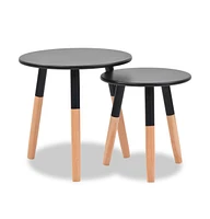 vidaXL Side Table Set 2 Pieces Solid Pinewood