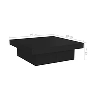 vidaXL Coffee Table Black 35.4"x35.4"x11" Engineered Wood