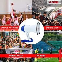 5 Core Megaphone Bullhorn Speaker 30W Mini Bull Horn Battery Power Cheer Megafono 800 Feet Range Loudspeaker 8R-usb-wb