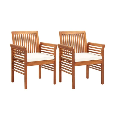 vidaXL Patio Dining Chairs with Cushions 2 pcs Solid Acacia Wood