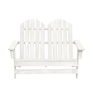 2-Seater Patio Adirondack Chair Solid Wood Fir White