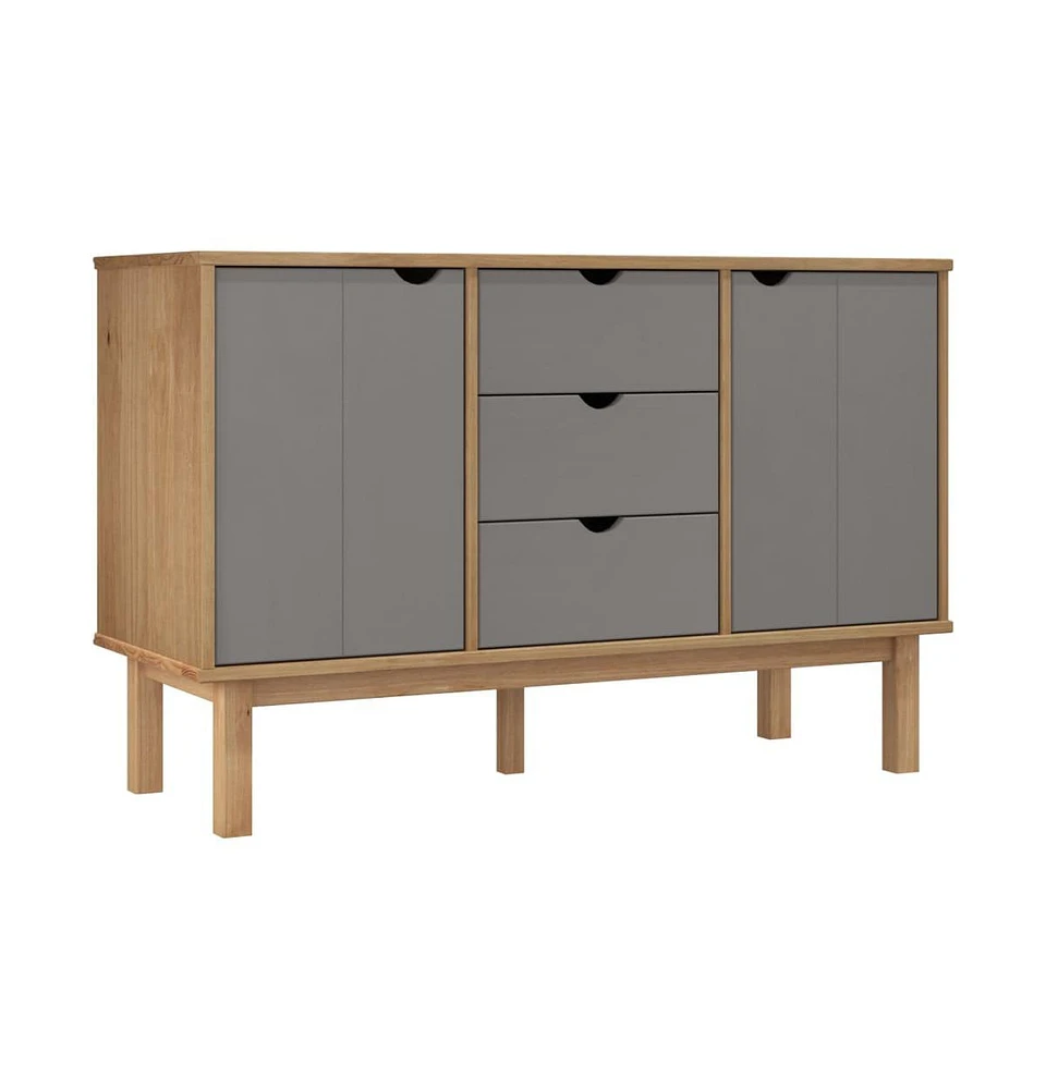 vidaXL Sideboard Otta Brown and 44.7"x16.9"x28.7" Solid Wood Pine