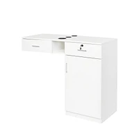 Salon Station with Storage, Appliance Holders & Lockable Drawers
