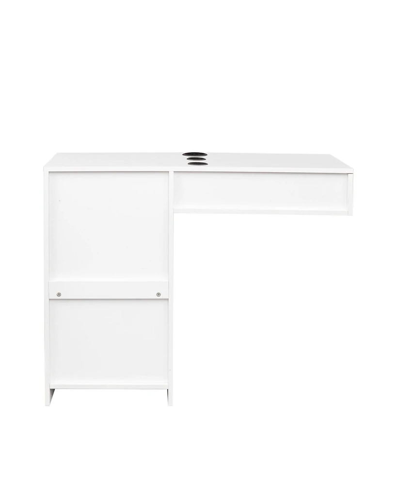 Simplie Fun Salon Station with Storage, Appliance Holders & Lockable Drawers