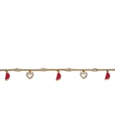 GiGiGirl Red Moon and Cz Heart Charm Bracelet