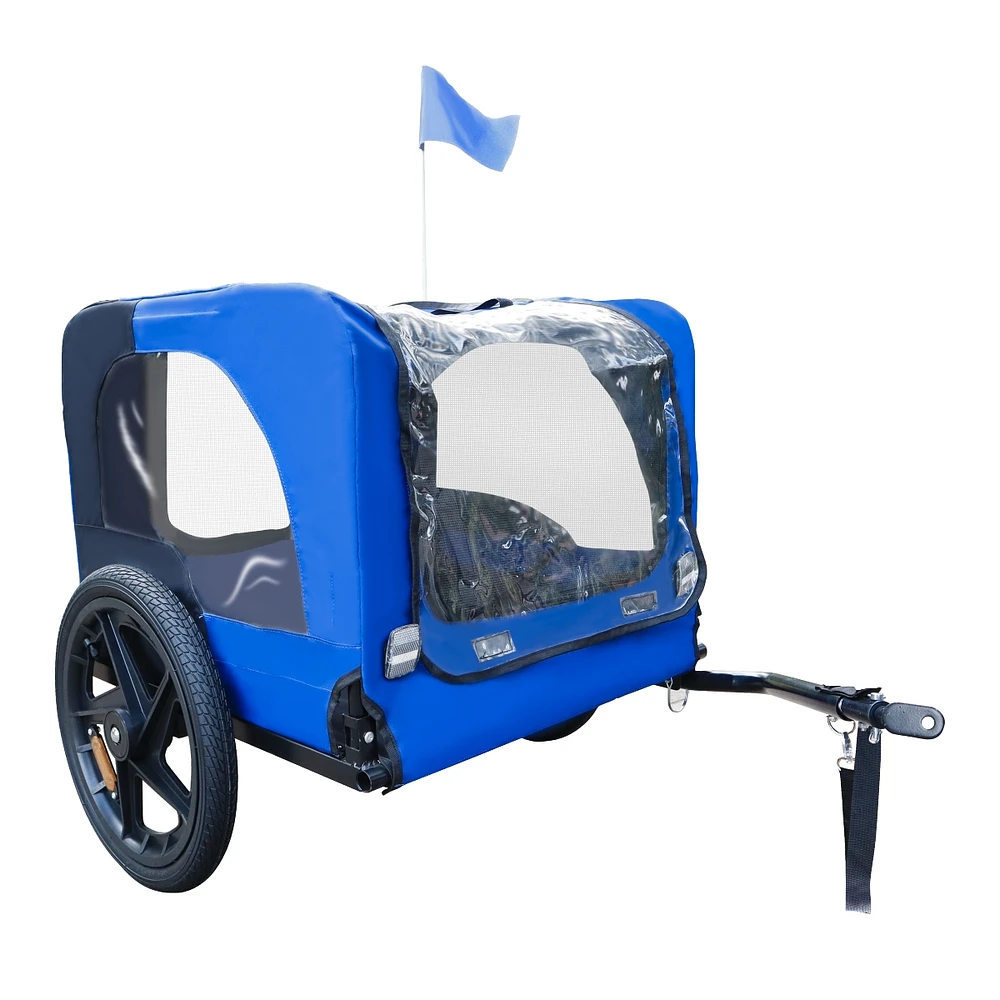 Streamdale Furniture Blue High Quality 16 Inch Air Wheel Pet Bike Trailer For Dogs Foldable Bicycle Pet Trailer