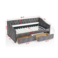 Upholstered Twin Size Daybed with Drawers