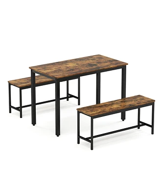 Simplie Fun Rustic Dining & Bar Set, Industrial Style, 43.3"L X23.6"W X 29.9"H