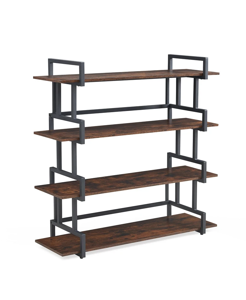 Simplie Fun Rustic Wood Metal Bookcase for Home & Office