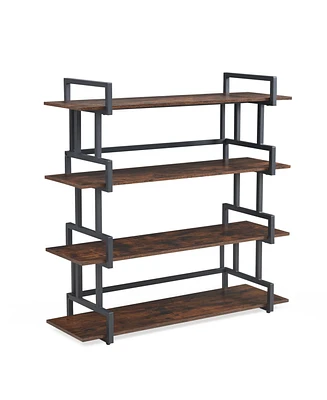 Simplie Fun Rustic Wood Metal Bookcase for Home & Office