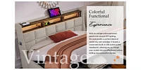 Queen Upholstered Platform Bed with Storage, Led, Usb