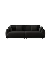 Streamdale Furniture 86.6" Teddy Fleece Black Sofa for Apartment Bedroom