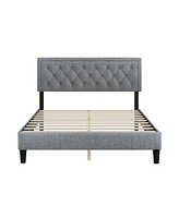 Streamdale Furniture Adjustable Button-Tufted Headboard Panel Bed Frame