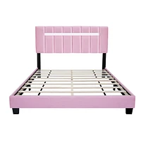 Pink Velvet Upholstered Bed Frame With Adjustable Features, Teenage Girl'S Favorite Pink Collection