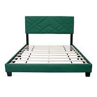 Streamdale Furniture Green Queen Size Bed Frame With Adjustable Headboard Super Affordable No Box Sping Require