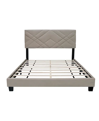 Simplie Fun Adjustable Beige Upholstered Bed Frame, Stain Resistant