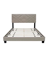 Simplie Fun Adjustable Beige Upholstered Bed Frame, Stain Resistant