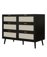 Simplie Fun Modern 6 Drawer Dresser Wood Cabinet (Black)