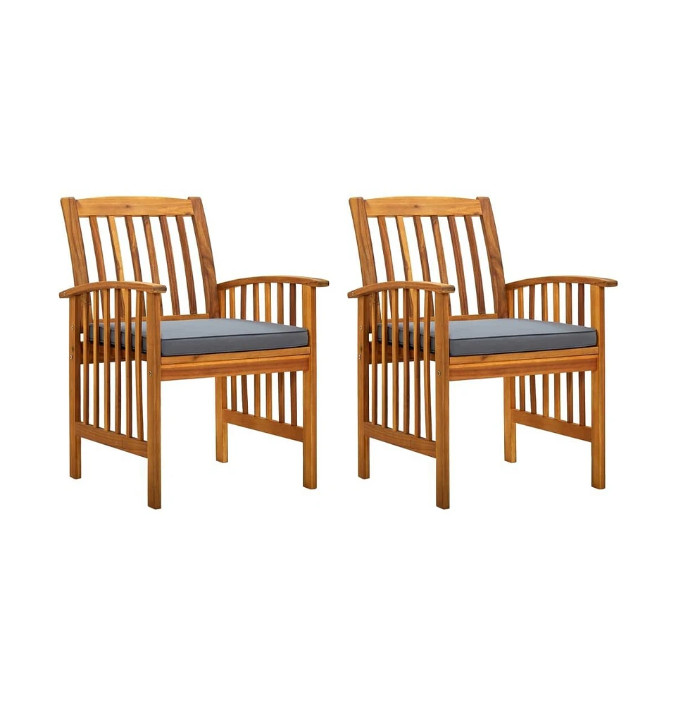 vidaXL Patio Dining Chairs pcs with Cushions Solid Acacia Wood