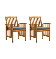 vidaXL Patio Dining Chairs pcs with Cushions Solid Acacia Wood