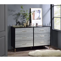 Streamdale Furniture Myles Dresser, Black, Silver & Gold Finish