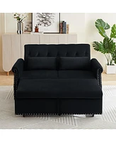 Streamdale Furniture Modern Velvet Loveseat Sleeper Sofa with Pull-Out Bed