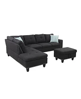 Streamdale Furniture Alger 98" Wide Left Hand Facing Sofa Chaise With Ottoman