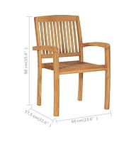 vidaXL Stacking Patio Dining Chairs 2 pcs Solid Teak Wood