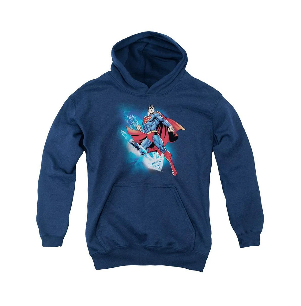 Superman Boys Youth Crystallize Pull Over Hoodie / Hooded Sweatshirt