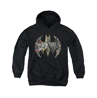 Batman Boys Youth Collage Shield Pull Over Hoodie / Hooded Sweatshirt