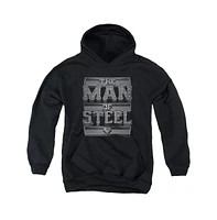 Superman Boys Youth Steel Text Pull Over Hoodie / Hooded Sweatshirt