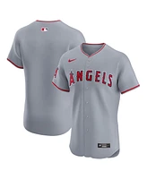 Nike Men's Gray Los Angeles Angels Road Vapor Premier Elite Patch Jersey