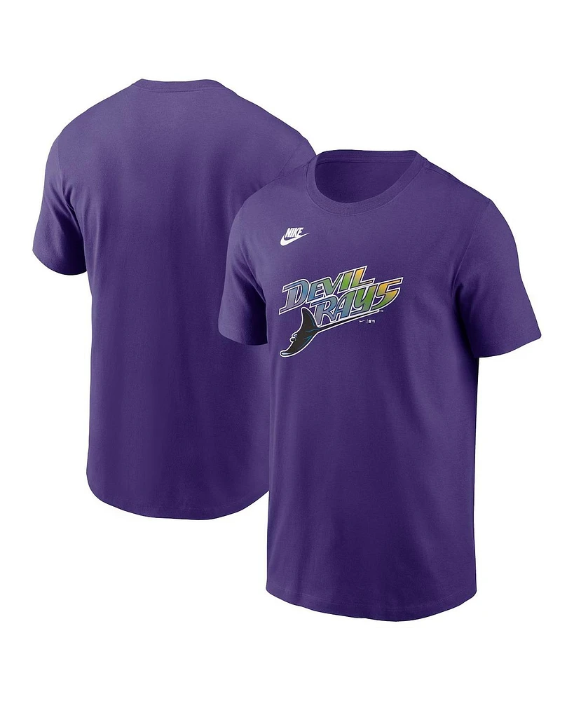 Nike Men's Purple Tampa Bay Rays Cooperstown Collection Team Logo T-Shirt