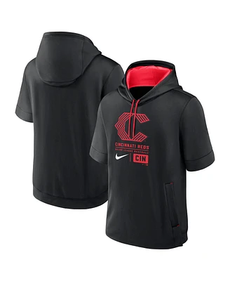 Nike Men's Black Cincinnati Reds City Connect Color Block Short Sleeve Pullover Hoodie