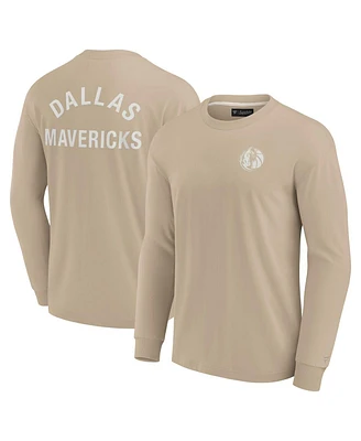 Fanatics Signature Men's and Women's Khaki Dallas Mavericks Elements Super Soft Long Sleeve T-Shirt