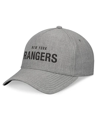 Fanatics Signature Men's Heather Gray New York Rangers Elements A-Frame Leather Strapback Hat