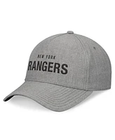 Fanatics Signature Men's Heather Gray New York Rangers Elements A-Frame Leather Strapback Hat